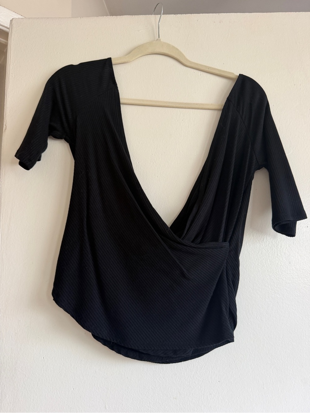 Reformation Black Wrap-Front Top